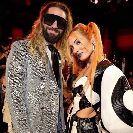 The picture of Roux Lopez's parents Becky Lynch and Seth Rollins.